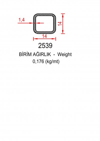 Kare Küpeşte  14X14 Emniyet Çubuğu